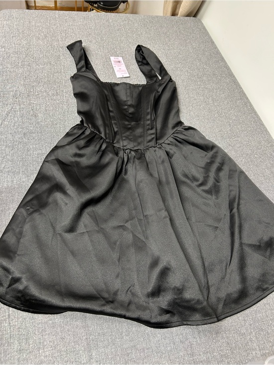 a new day Other - a new day Black Satin Corset-Style Chemise Dress